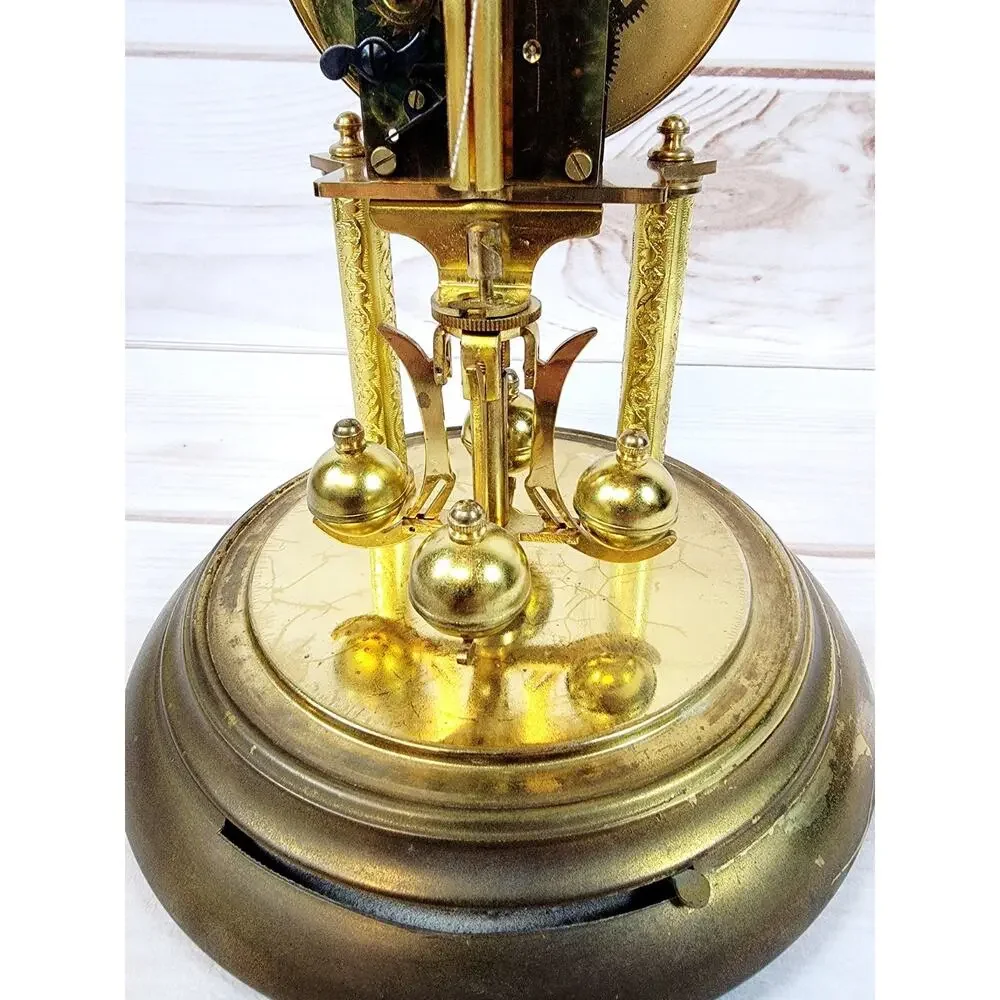 Vintage Hall Craft Corp Torsion Pendulum Glass Dome Clock Made In Germany READ